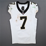 Hill, Taysom<br>White - Worn September 24, 2023 at Green Bay Packers - PHOTO-MATCHED<br>New Orleans Saints 2023<br>#7 Size: 42 SHORT CAP