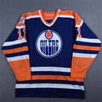 Messier, Mark *<br>Blue w/ Alberta 75th Anniversary Patch<br>Edmonton Oilers 1980-81<br>#11 