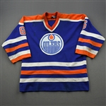 Beukeboom, Jeff *<br>Blue - Video-Matched to Game 3 of 1988 Stanley Cup Finals<br>Edmonton Oilers 1987-88<br>#6 Size: XL