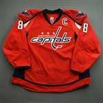 Ovechkin, Alex *<br>Red Verizon Center Set w/C - 483rd Career Goal (Tied NHL Record for Goals by a Russian) - Worn Apr. 11, 2013 & Nov. 7, 2015<br>Washington Capitals 2012-13 & 2015-16<br>#8 Size: 58