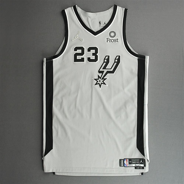 Collins, Zach<br>Silver Statement Edition - Worn 3/12/22<br>San Antonio Spurs 2021-22<br>#23 Size: 50+4