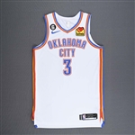 Giddey, Josh<br>White Association Edition - Worn 10/22/2022 (Recorded a Double-Double)<br>Oklahoma City Thunder 2022-23<br>#3 Size: 48+4