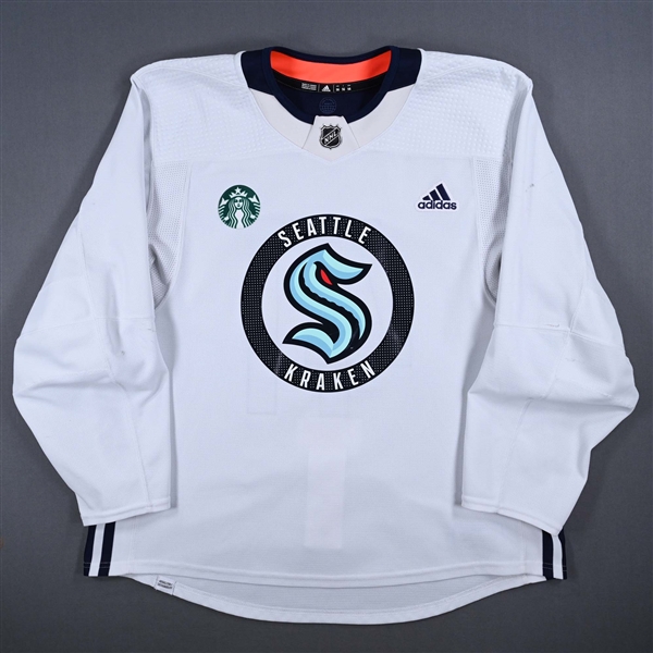 Bellemare, Pierre-Edouard<br>White Practice Jersey w/ Starbucks Patch<br>Seattle Kraken 2023-24<br>#41 Size: 56