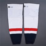 Ovechkin, Alex<br>White - Adidas Socks - April 23, 2024 at New York Rangers - PHOTO-MATCHED<br>Washington Capitals 2023-24<br>#8 Size: L