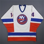 Bourne, Bob *<br>White, Video-Matched to Champagne Celebration after Stanley Cup Final Game 5 Victory <br>New York Islanders 1980-81<br>#14 Size: 50 - XL