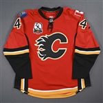 Johnson, Aaron *<br>Red Set 2 w 30th Anniversary Patch<br>Calgary Flames 2009-10<br>#44 Size: 58