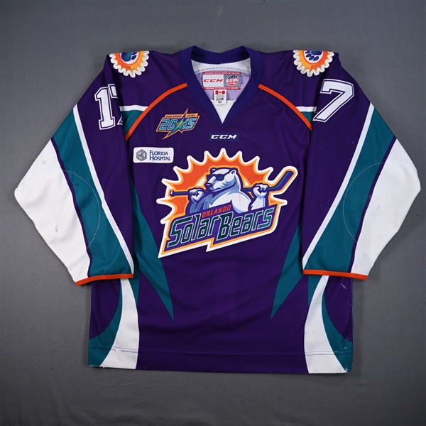 Cepis, Jacob *<br>Purple Set 1<br>Orlando Solar Bears 2014-15<br>#17 Size: 52