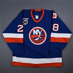 Kurvers, Tom *<br>Blue w/ NHL 75th Anniversary & Islanders 20th Anniversary Patches<br>New York Islanders 1991-92<br>#28 Size: 54