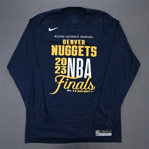 Nnaji, Zeke<br>2023 NBA Finals - Long-Sleeved Shooting Shirt - Game-Issued (GI)<br>Denver Nuggets 2022-23<br>#22 Size: XL Tall