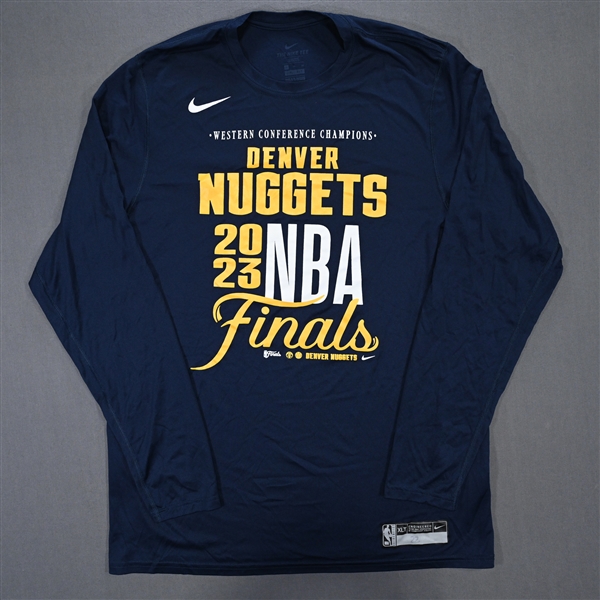Nnaji, Zeke<br>2023 NBA Finals - Long-Sleeved Shooting Shirt - Game-Issued (GI)<br>Denver Nuggets 2022-23<br>#22 Size: XL Tall