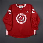 (NOBR), Name on Back Removed<br>Red Practice Jersey (RWJ Barnabas Health Patch Removed) - CLEARANCE<br>New Jersey Devils <br>#52 Size: 56