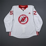 (NOBR), Name on Back Removed<br>White Practice Jersey (RWJ Barnabas Health Patch Removed) - CLEARANCE<br>New Jersey Devils <br>#52 Size: 56