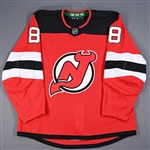 (NOBR), Name on Back Removed<br>Red - Game-Issued (GI) - CLEARANCE<br>New Jersey Devils <br>#8 Size: 56