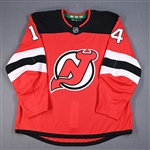 (NOBR), Name on Back Removed<br>Red - Game-Issued (GI) - CLEARANCE<br>New Jersey Devils <br>#14 Size: 58