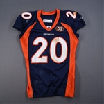 Dawkins, Brian *<br>Blue w/ 50-Year Patch - Worn 11/26/2009 vs. New York Giants<br>Denver Broncos 2009<br>#20 Size: 46 D