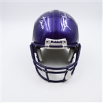 Favre, Brett *<br>Purple Riddell Helmet w/ Schutt Facemask - Worn 10/24/2010 vs. Green Bay Packers - PHOTO-MATCHED - Autographed & Inscribed<br>Minnesota Vikings 2010<br> 