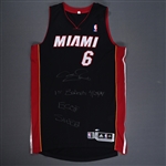 James, LeBron *<br>Black - Worn 4/28/2014 - 2014 Eastern Conference First Round - Autographed<br>Miami Heat 2013-14<br>#6 Size: 2XL+2"