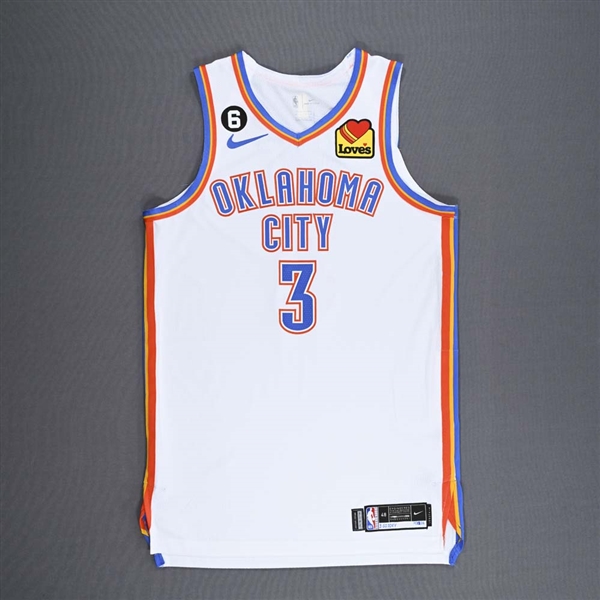 Giddey, Josh *<br>White Association Edition - Worn 10/22/2022 (Recorded a Double-Double)<br>Oklahoma City Thunder 2022-23<br>#3 Size: 48+4