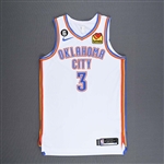 Giddey, Josh *<br>White Association Edition - Worn 10/22/2022 (Recorded a Double-Double)<br>Oklahoma City Thunder 2022-23<br>#3 Size: 48+4