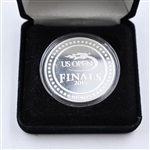 Novak Djokovic vs. Roger Federer <br>US Open Match-Used Finals Flip Coin (0001), Finals, Arthur Ashe Stadium<br>US Open Mens Singles  2015<br>9/13/2015 