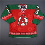 OBrien, Jim *<br>Red Holiday Jersey - Autographed - Game-Issued (GI)<br>Albany Devils 2015-16<br>#16 Size: 56