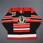 Goulet, Michel *<br>Black Turn Back the Clock w/ NHL 75th Anniversary Patch - PHOTO-MATCHED<br>Chicago Blackhawks 1991-92<br>#16 Size: 54