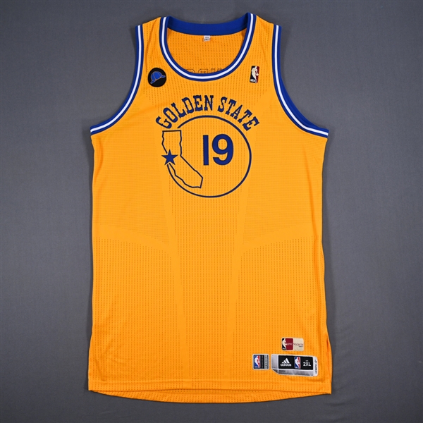 Amundson, Lou<br>Gold - Hardwood Classics w/ Mieuli Memorial Patch - Worn 2/25/11<br>Golden State Warriors 2010-11<br>#19 Size: 2XL+2