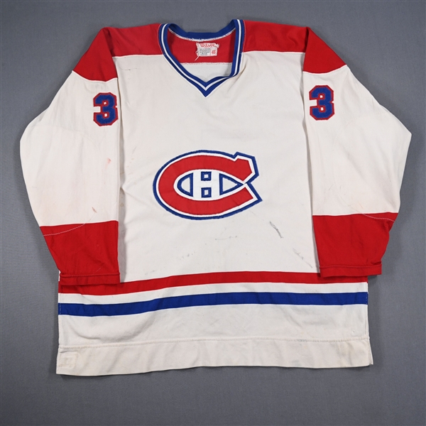 Engblom, Brian *<br>White - Name On Back Removed<br>Montreal Canadiens 1977-78<br>#3 Size: 46