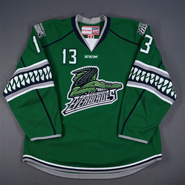 Hatch, Matt *<br>Green - Regular Season Jersey<br>Florida Everblades 2016-17<br>#13 Size: 56
