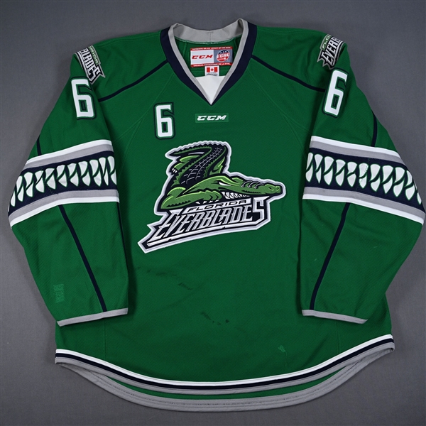 Raine, Kevin *<br>Green - Regular Season Jersey<br>Florida Everblades 2016-17<br>#6 Size: 58