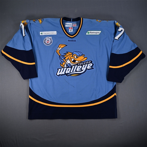 Musitelli, Nino *<br>Blue w/ ECHL 25th Anniversary patch<br>Toledo Walleye 2012-13<br>#7 Size: 56