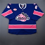 Irwin, Brayden *<br>Blue - Pink the Rink - Game-Issued (GI) - Autographed<br>Rochester Americans 2014-15<br>#46 Size: 56