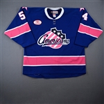 Martin, Brycen *<br>Blue - Pink the Rink - Game-Issued (GI) - Autographed <br>Rochester Americans 2014-15<br>#54 Size: 56