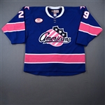 McCabe, Jake *<br>Blue - Pink the Rink - Game-Issued (GI) - Autographed<br>Rochester Americans 2014-15<br>#29 Size: 54