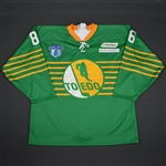 Rankin, Evan *<br>Green Throwback- Hockey Heritage 2016 Logo - Autographed<br>Toledo Walleye 2015-16<br>#86 Size: 2XL