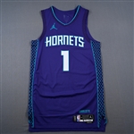 Ball, LaMelo<br>Statement Edition - Worn 3/20/2025<br>Charlotte Hornets 2024-25<br>#1 Size: 44+4